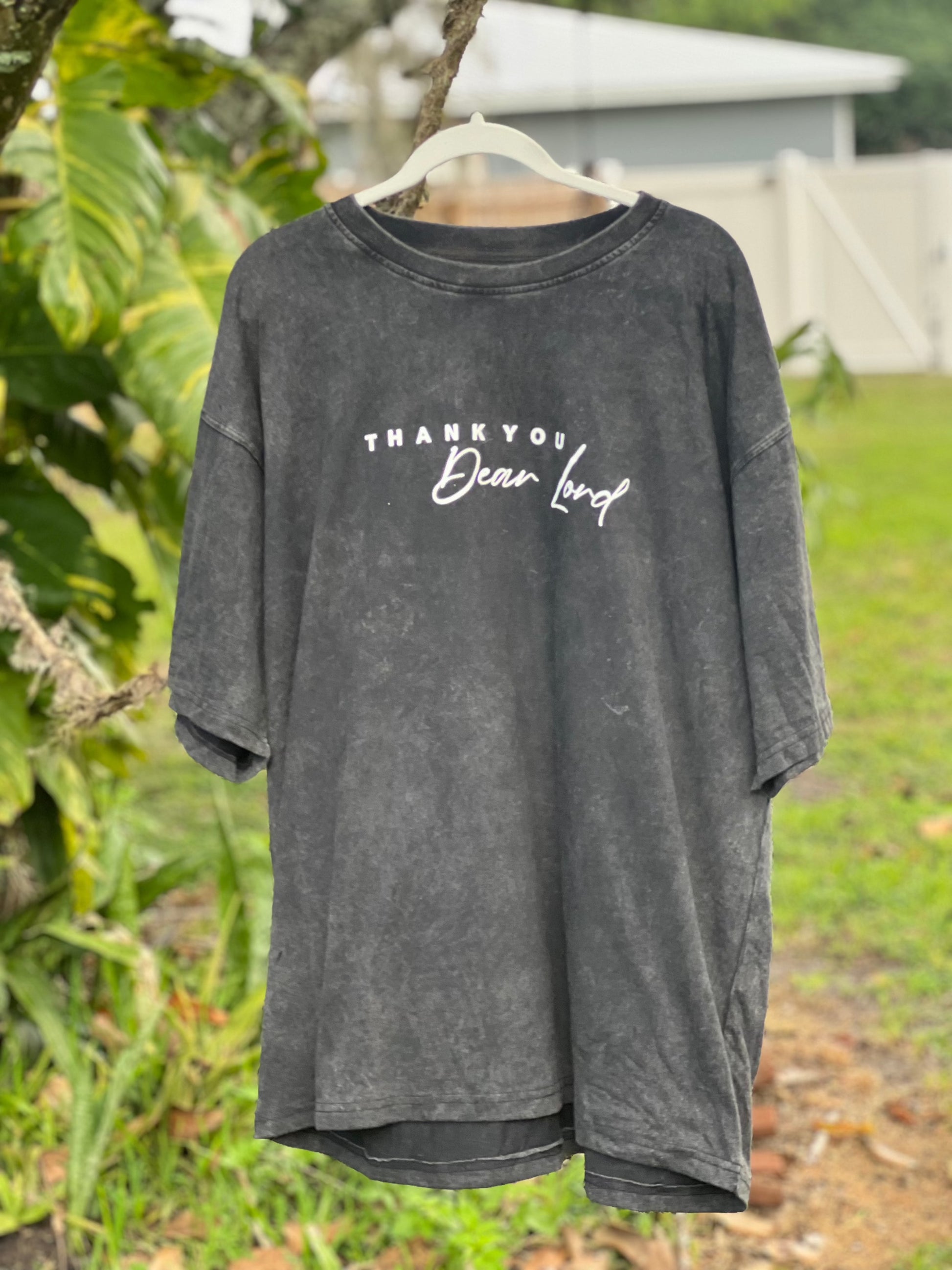 Black "Thank you Dear Lord" Acid Washed shirt