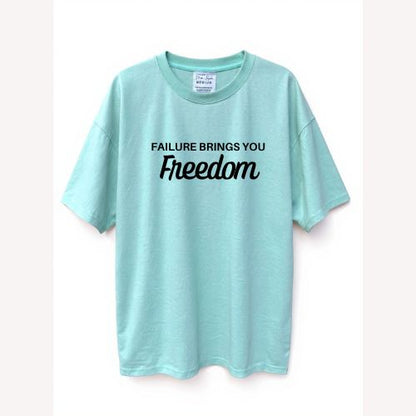 Mint, Orange "Failure brings you Freedom" Oversized Drop-Shoulder T-Shirt – Plain Soft Unisex Tee