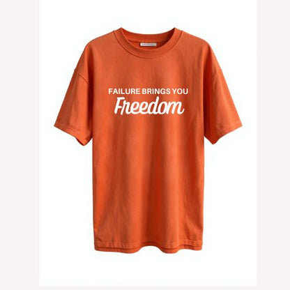 Mint, Orange "Failure brings you Freedom" Oversized Drop-Shoulder T-Shirt – Plain Soft Unisex Tee