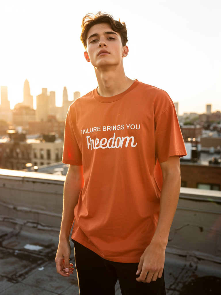 Mint, Orange "Failure brings you Freedom" Oversized Drop-Shoulder T-Shirt – Plain Soft Unisex Tee