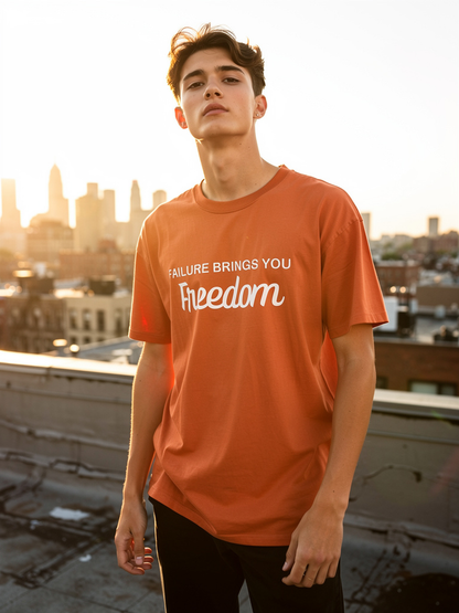 Mint, Orange "Failure brings you Freedom" Oversized Drop-Shoulder T-Shirt – Plain Soft Unisex Tee