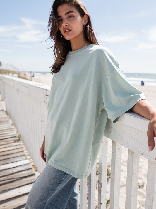 Mint Oversized Drop-Shoulder T-Shirt – Plain Soft Unisex Tee