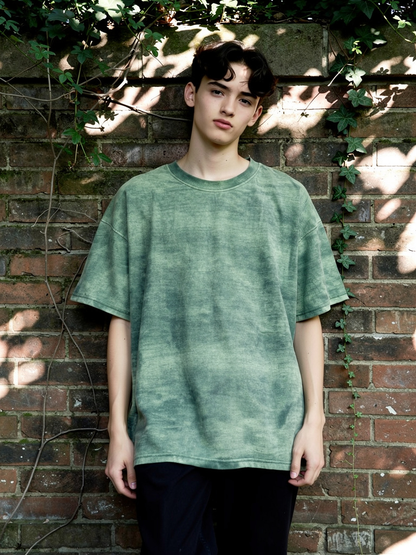 Dark Green Acid Washed Oversized Unisex T-Shirt