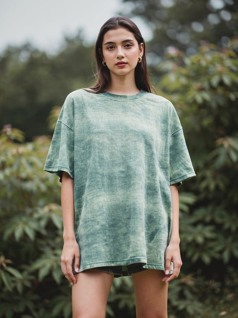 Dark Green Acid Washed Oversized Unisex T-Shirt