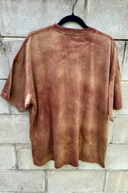 Dark Brown Acid Washed Unisex Oversized Loose Fitting T-Shirt