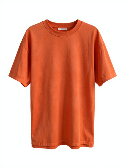 Orange Oversized Drop-Shoulder T-Shirt – Plain Soft Unisex Tee