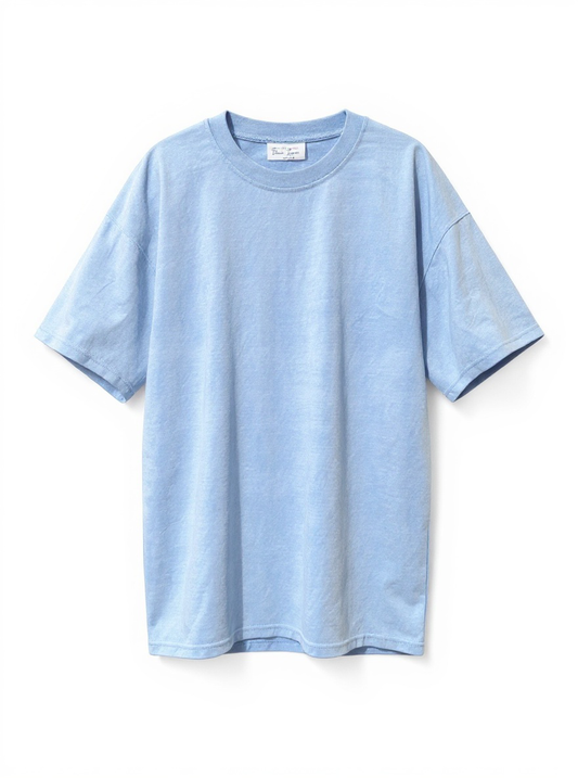 Carolina Blue Loose Fitting Vintage Washed T-Shirt
