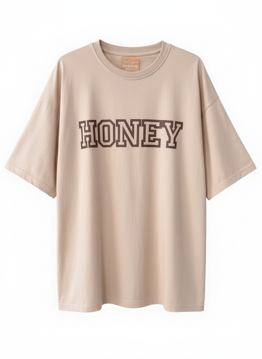 Tan "Honey" Oversized Drop Shoulder Unisex T-Shirt